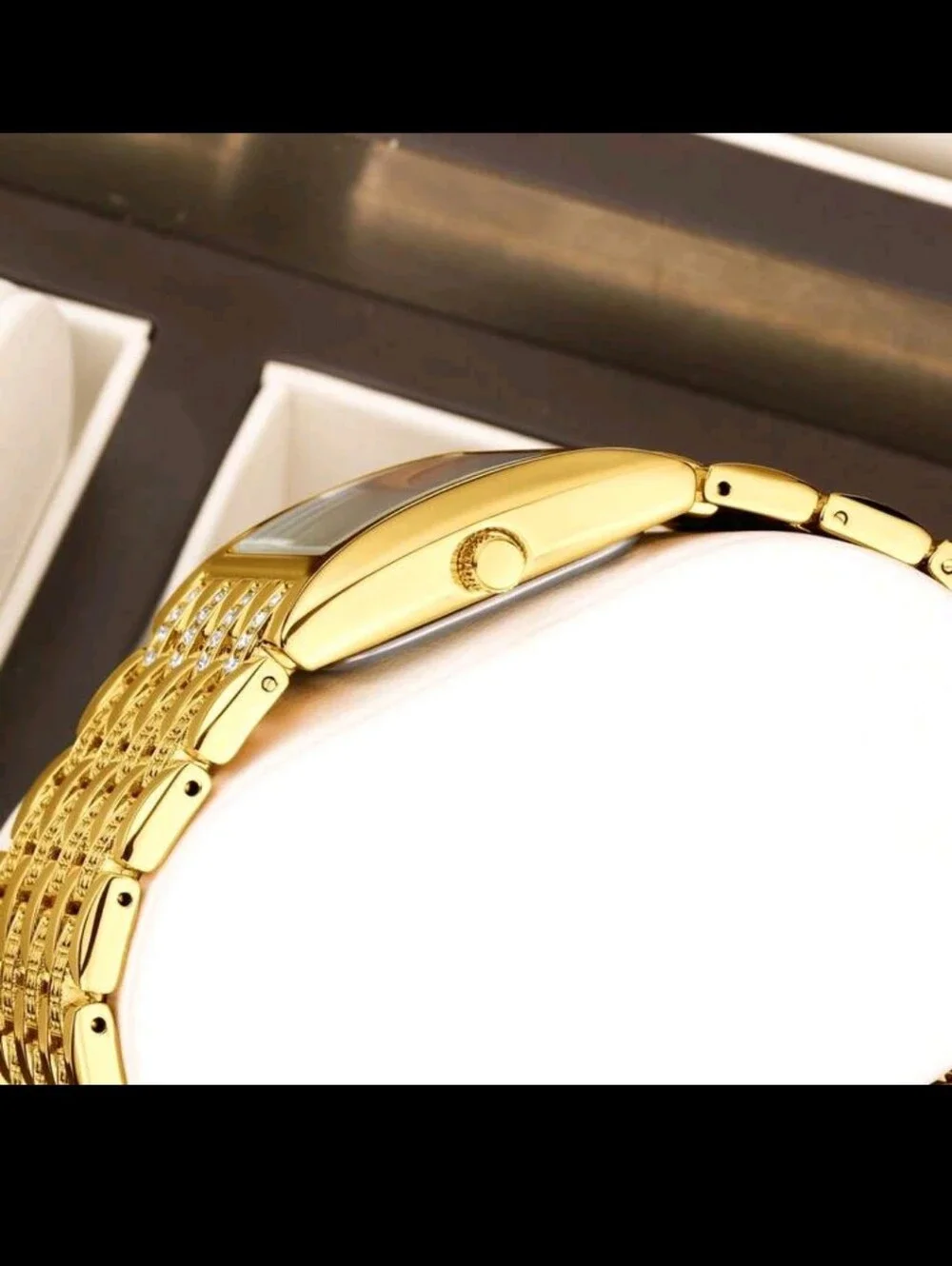 Women's Rectangular Bracelet Watch with Crystal Accents